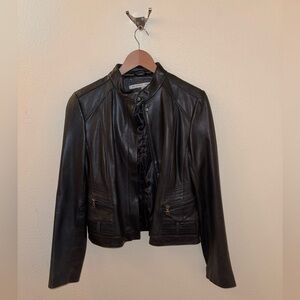 Andrew Marc Crop Women's Black Leather Jacket
